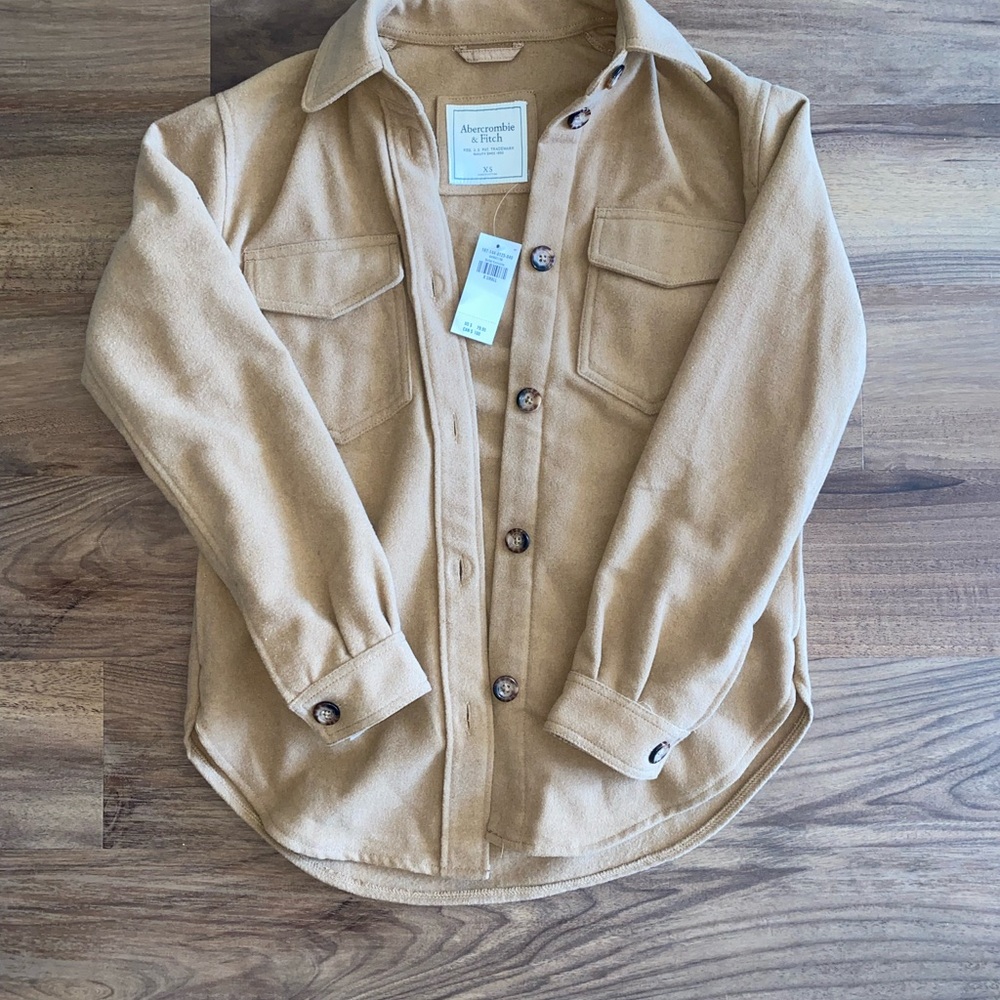 Abercrombie & Fitch Tan Button-Up Shirt Jacket XS NWT